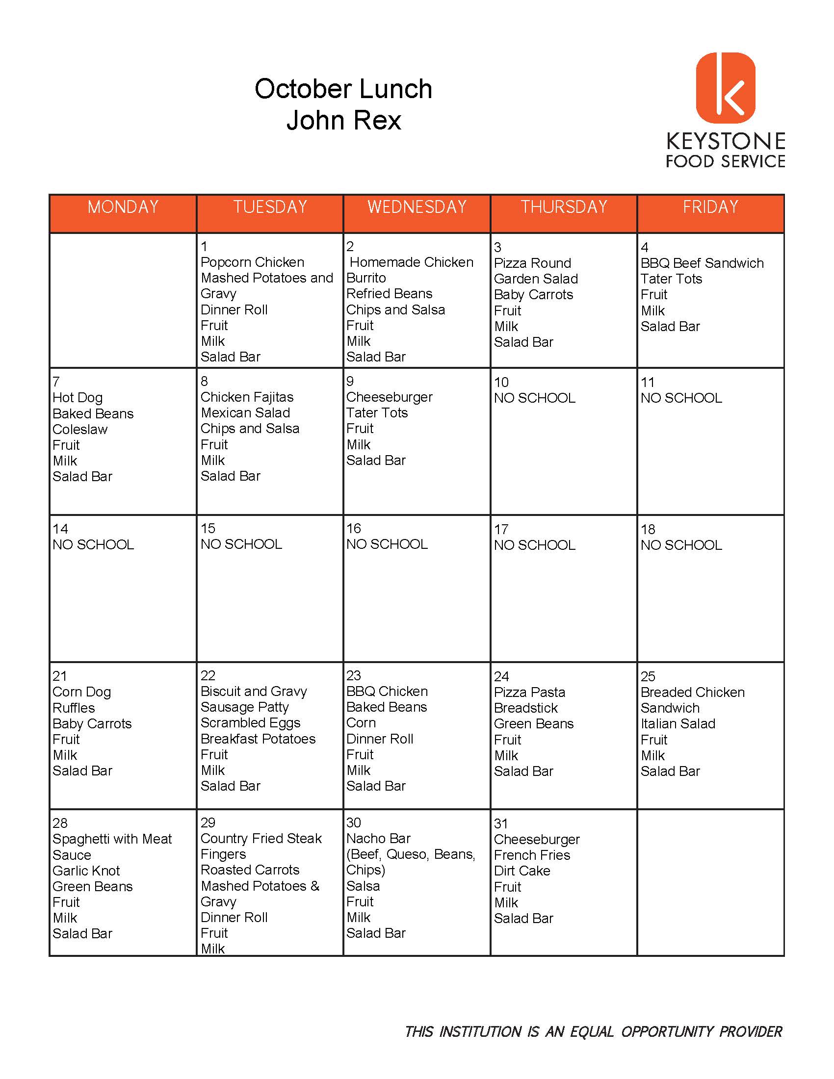 Child Nutrition – John Rex Charter Elementary